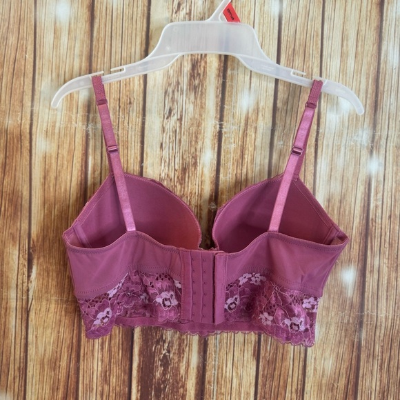 Adored by Adore Me Women’s Pink Floral Underwire Longline Lace Bra Size 36D - Picture 6 of 8